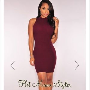 Hot Miami Styles Plum Textured Knit Mini Dress